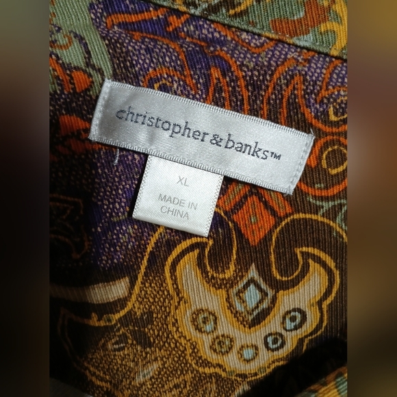 CJ Banks XL Orange Purple Stretch Funky‎ Print Art-to-Wear Blazer Jacket - Picture 4 of 5